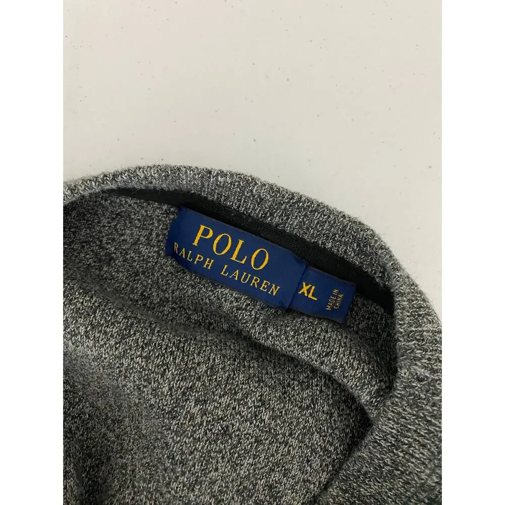 Men Polo Ralph Lauren cotton heather grey crewneck pullover sweater, XL
